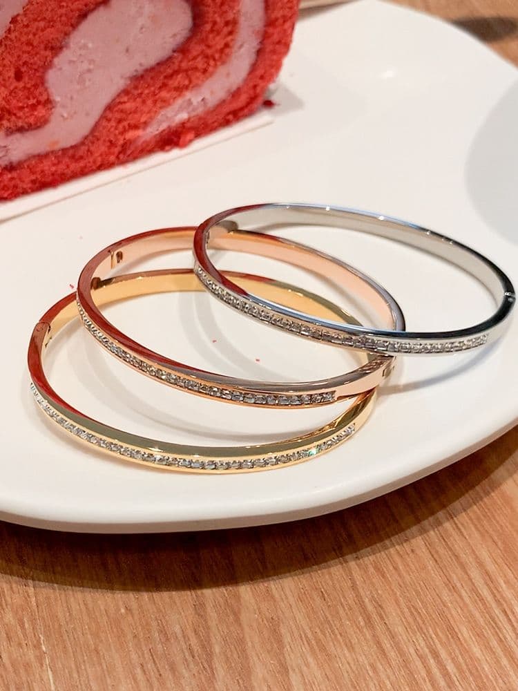 Full Crystal Titanium Steel Bangle Luxury Sparkle Design
