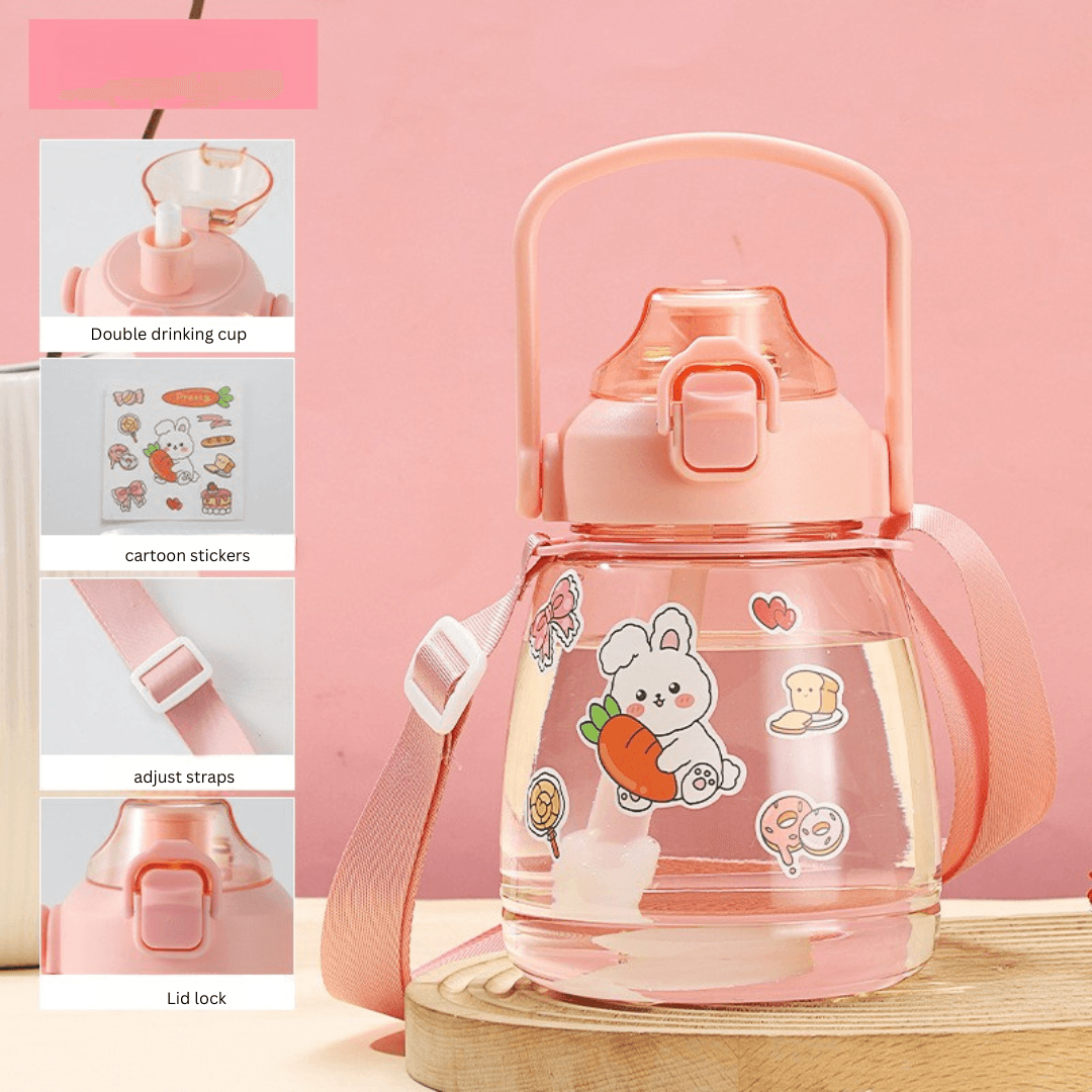 Internet celebrity big belly cup large capacity children's plastic water cup summer portable kettle student straw cup portable kettle customization