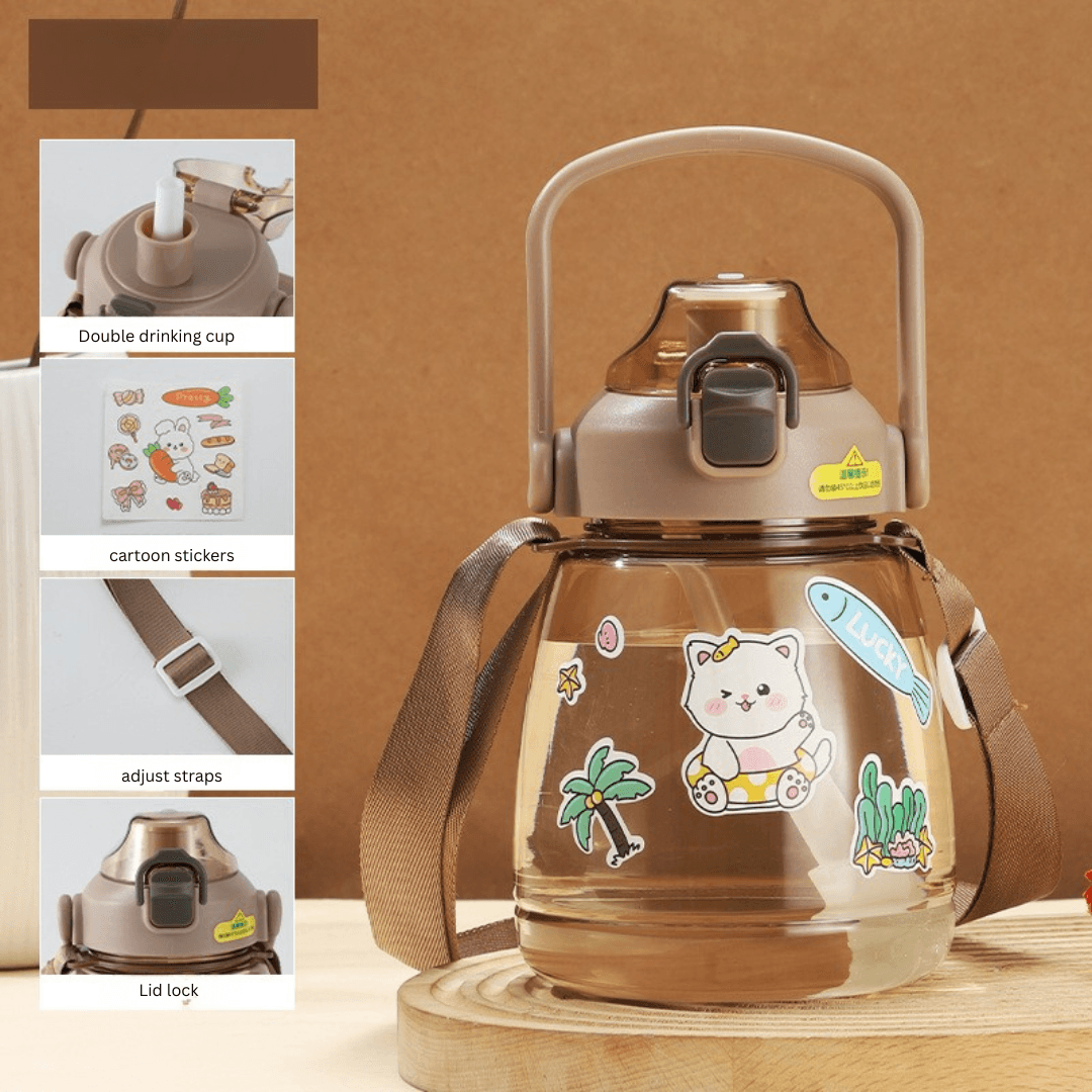 Internet celebrity big belly cup large capacity children's plastic water cup summer portable kettle student straw cup portable kettle customization