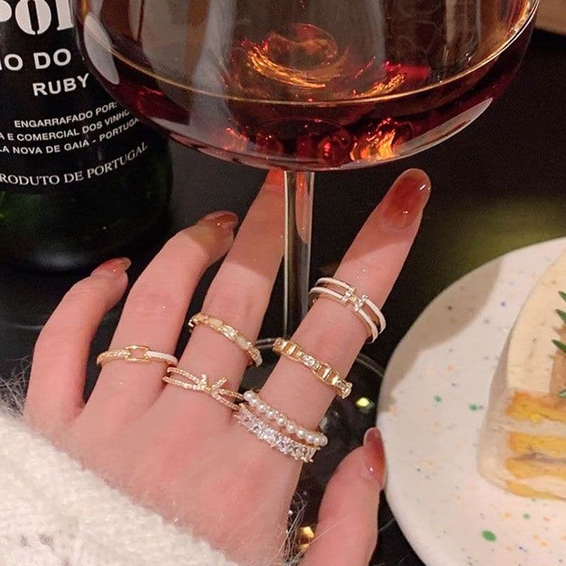 Elegant Pearl & Bow Open Rings – Adjustable Light Luxury Statement Rings for Women