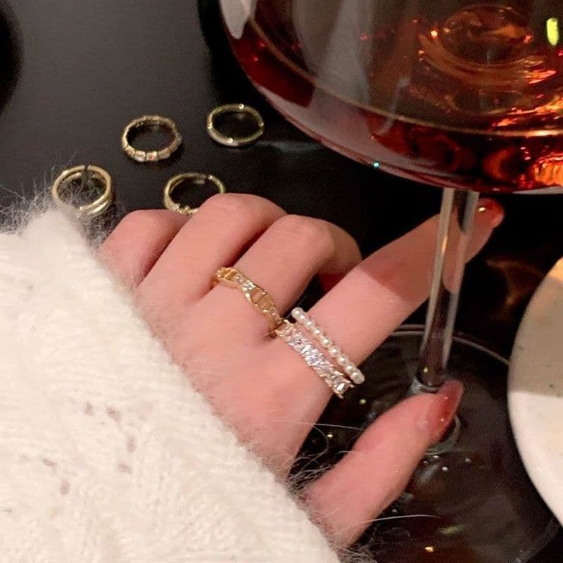 Elegant Pearl & Bow Open Rings – Adjustable Light Luxury Statement Rings for Women