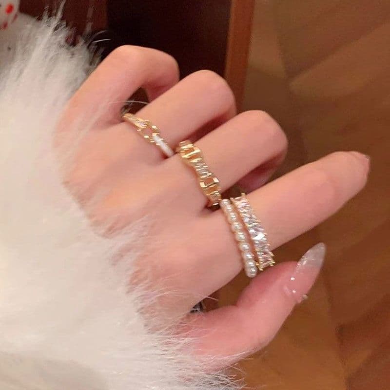 Elegant Pearl & Bow Open Rings – Adjustable Light Luxury Statement Rings for Women