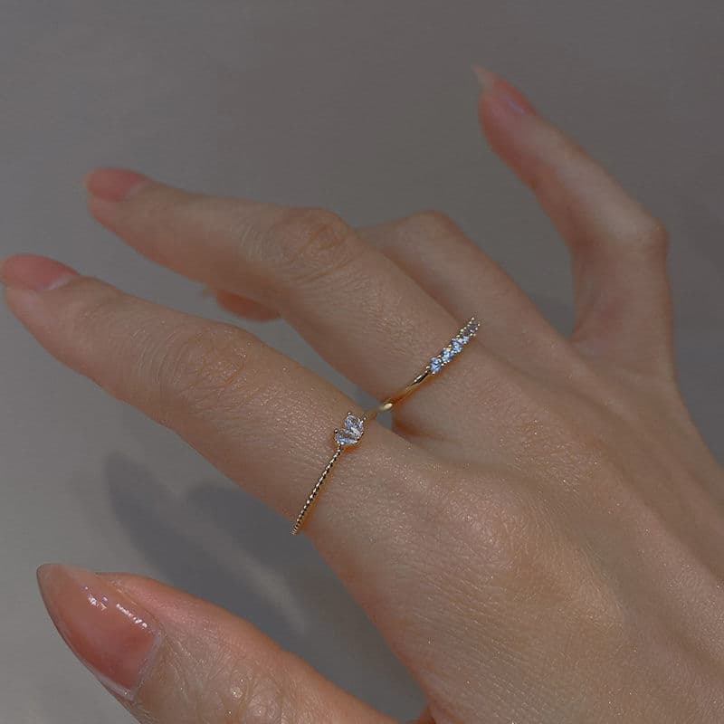 Exquisite Zircon Heart Ring Set – Light Luxury Couple Rings for Women