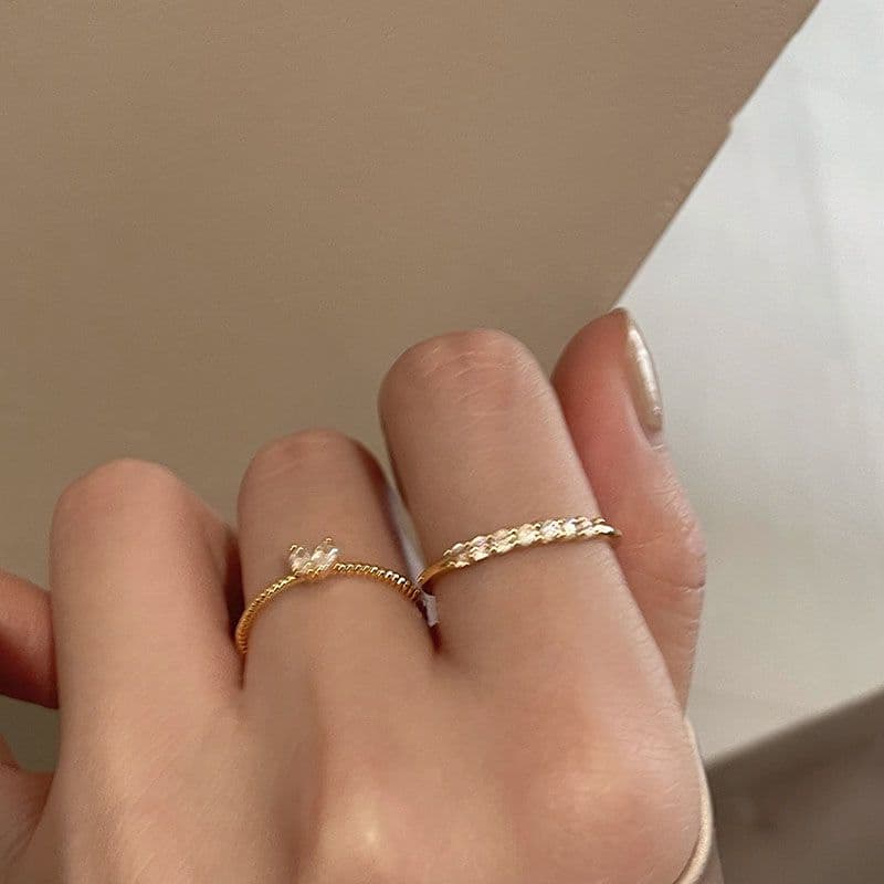Exquisite Zircon Heart Ring Set – Light Luxury Couple Rings for Women