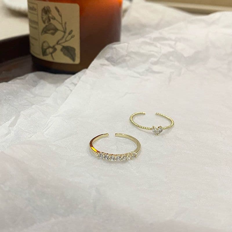 Exquisite Zircon Heart Ring Set – Light Luxury Couple Rings for Women