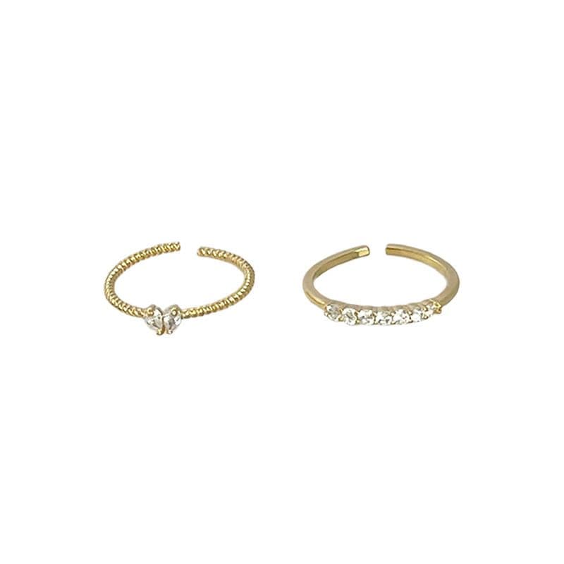Exquisite Zircon Heart Ring Set – Light Luxury Couple Rings for Women
