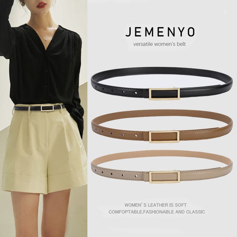 High-End Women’s Genuine Leather Waist Belt – Minimalist Black Fashion Belt for Dress Pants