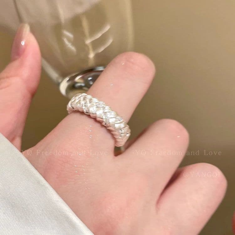 Chinese Style Brushed Open Ring – Luxury Adjustable Couple Ring