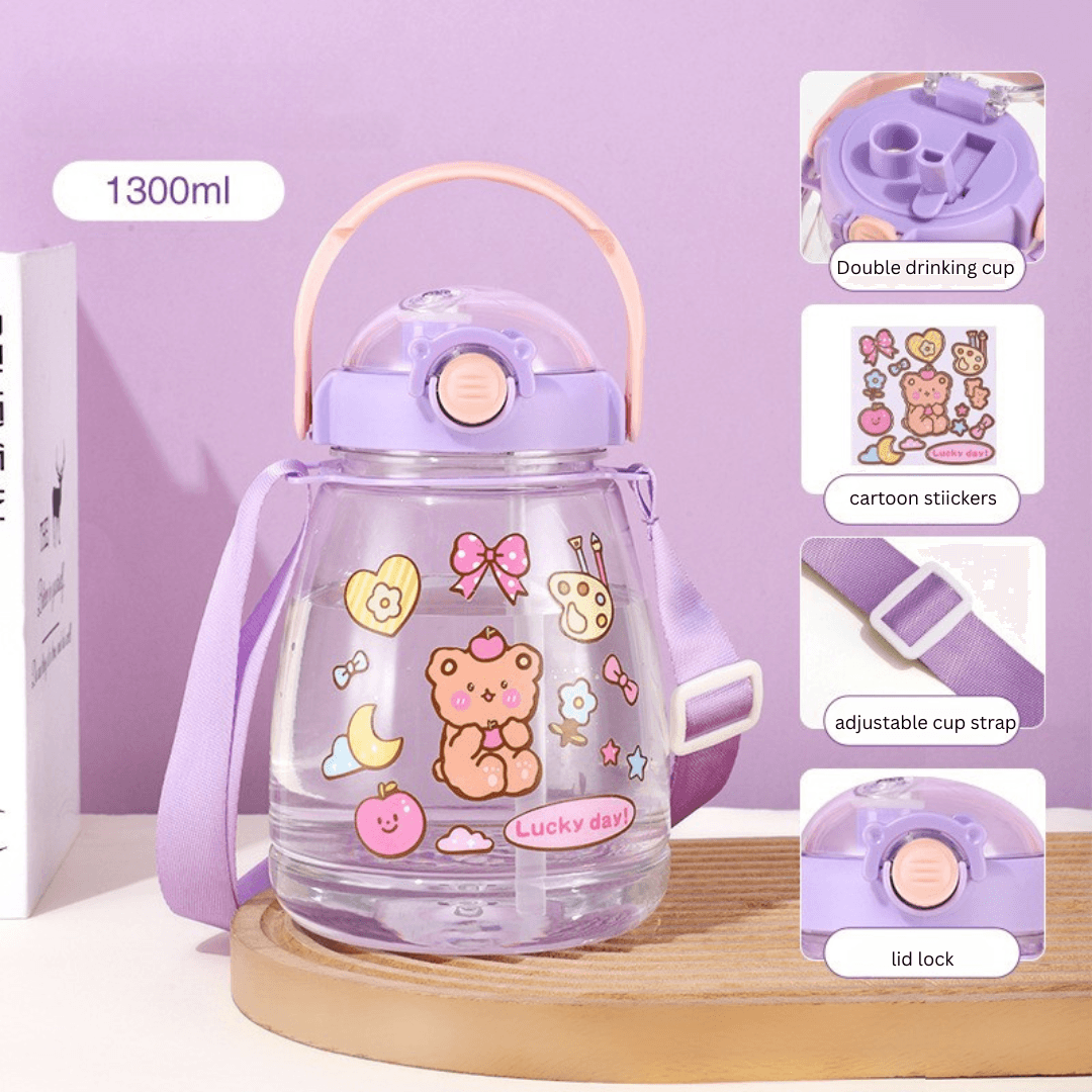 Internet celebrity big belly cup large capacity children's plastic water cup summer portable kettle student straw cup portable kettle customization