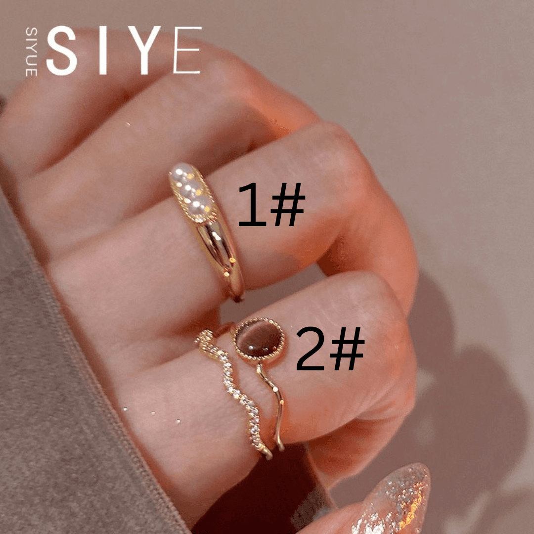 French Retro Cat’s Eye Double-Layer Ring – INS Style Adjustable Luxury Ring for Women