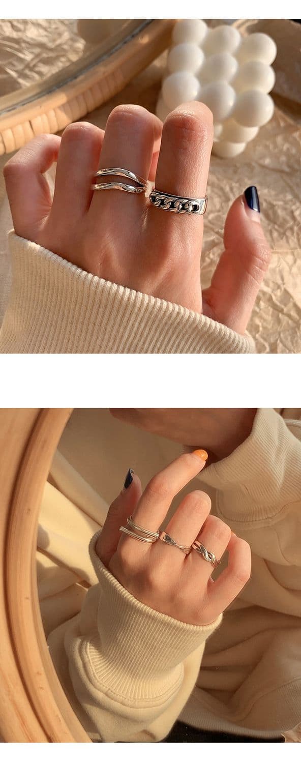 925 Sterling Silver Minimalist Combination Ring – Luxury Index Ring