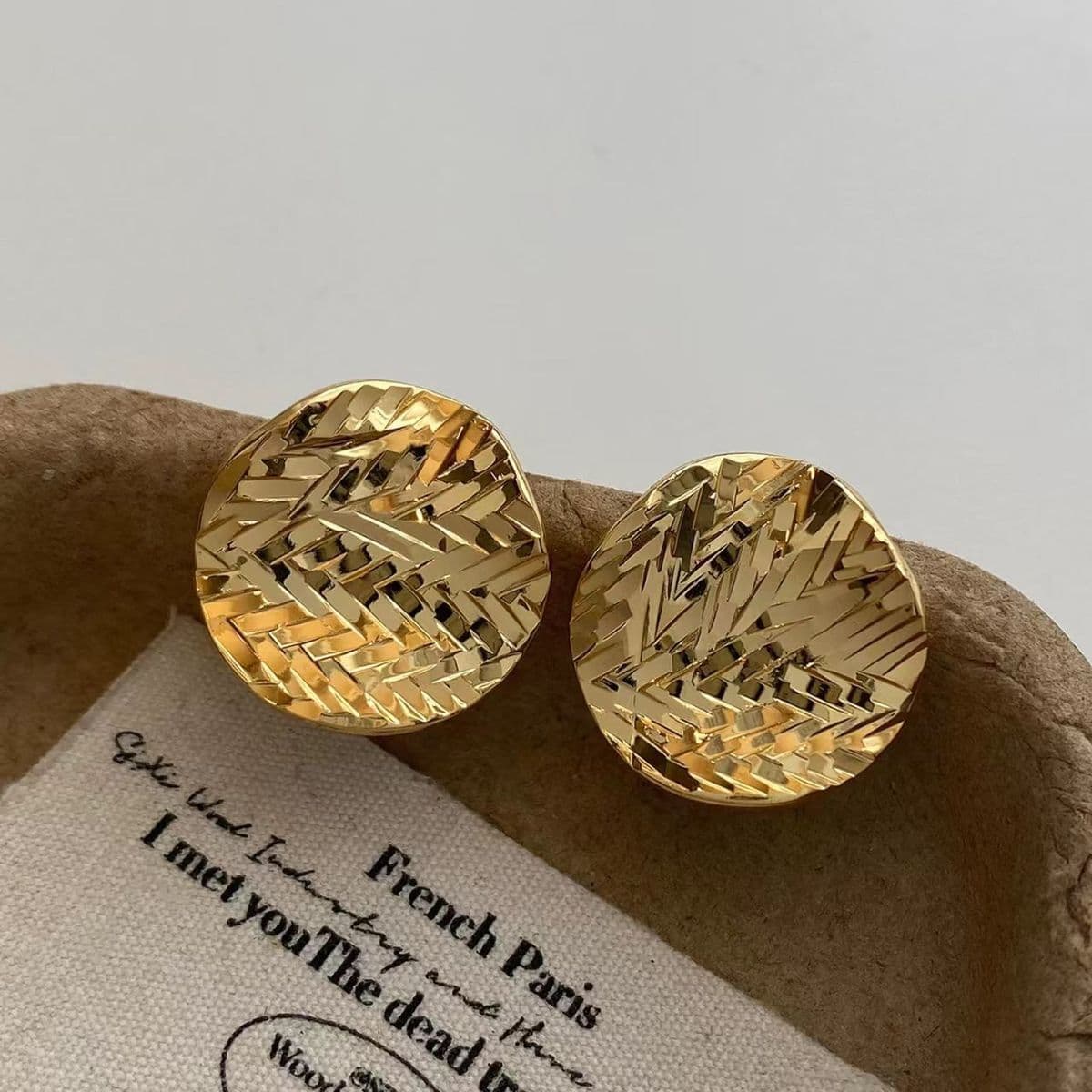 Gold Irregular Texture Stud Earrings – Leopard Pattern Design
