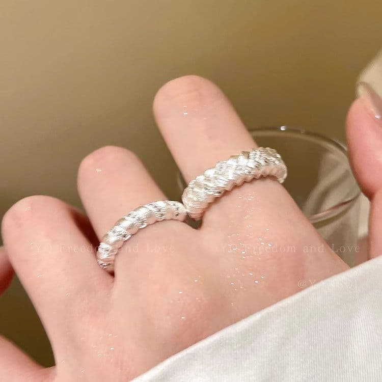 Chinese Style Brushed Open Ring – Luxury Adjustable Couple Ring