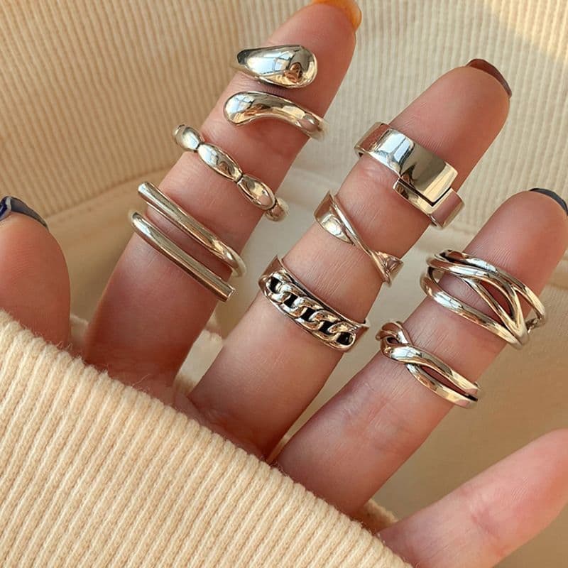 925 Sterling Silver Minimalist Combination Ring – Luxury Index Ring