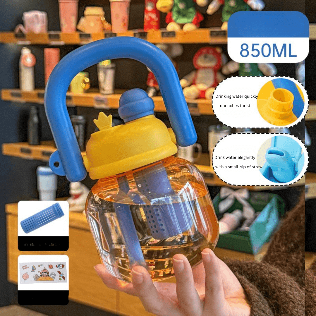Internet celebrity big belly cup large capacity children's plastic water cup summer portable kettle student straw cup portable kettle customization