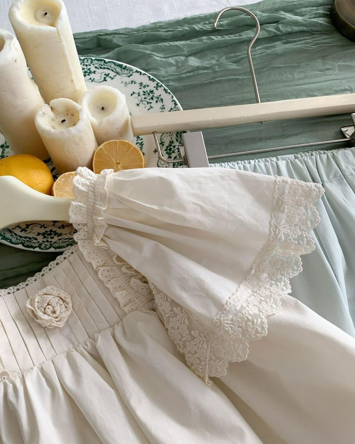Girls Korean Style Doll Collar Floral Summer Set