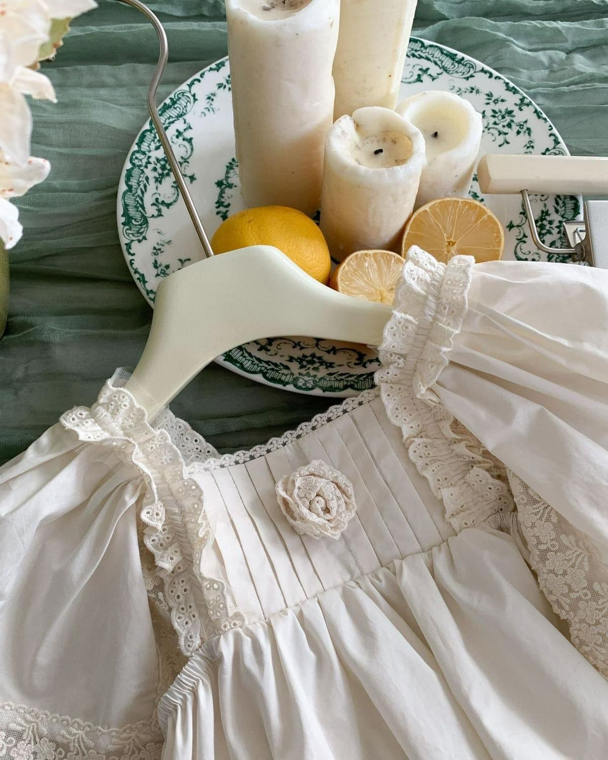Girls Korean Style Doll Collar Floral Summer Set
