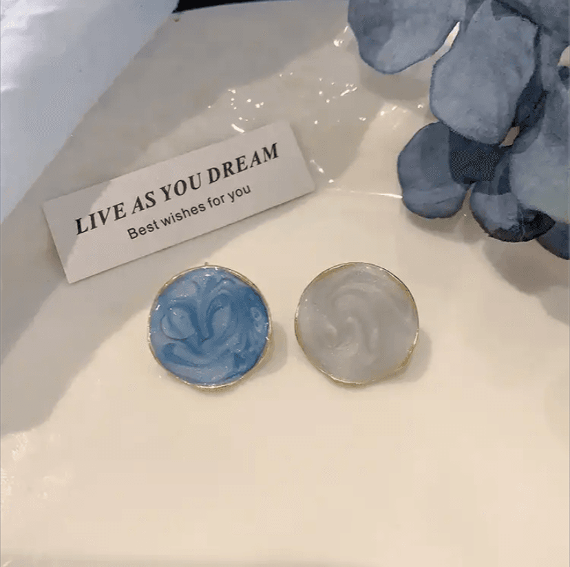 Asymmetric blue advanced exaggerated unique design earrings for women