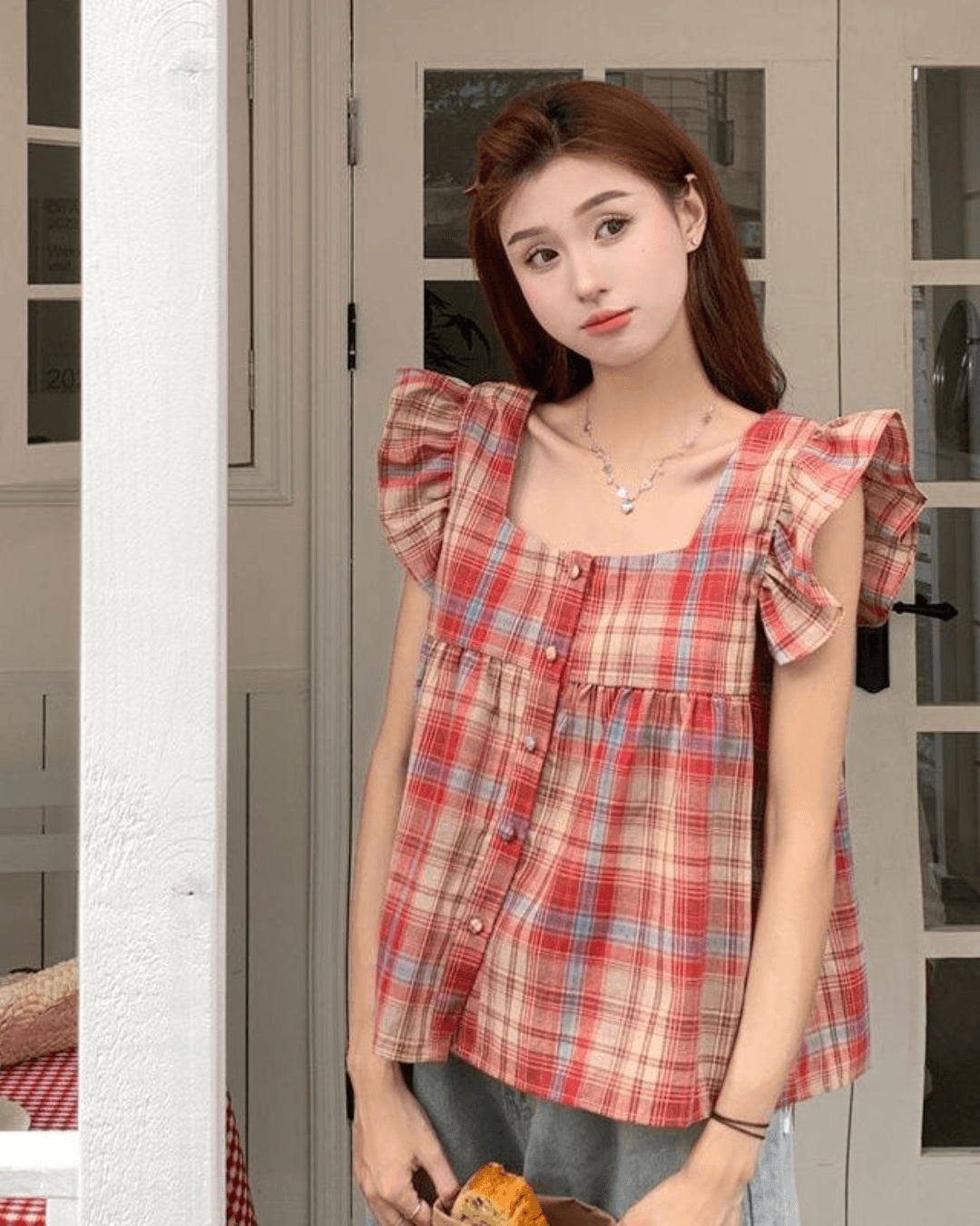 French Single-Breasted Long Sleeve Top