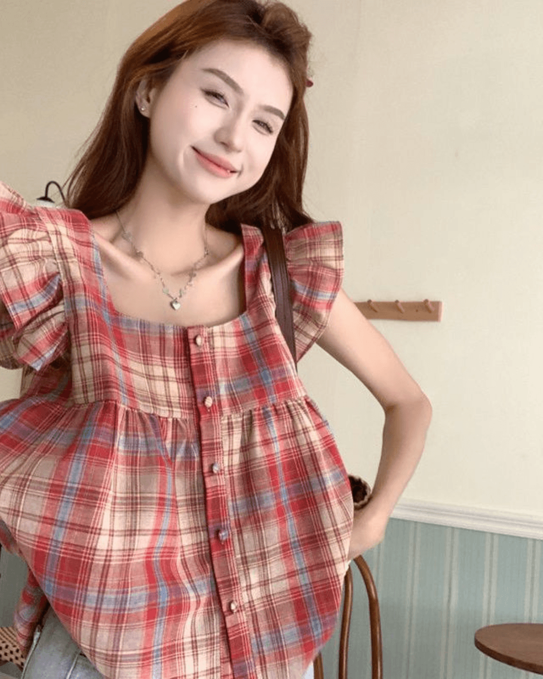 French Single-Breasted Long Sleeve Top