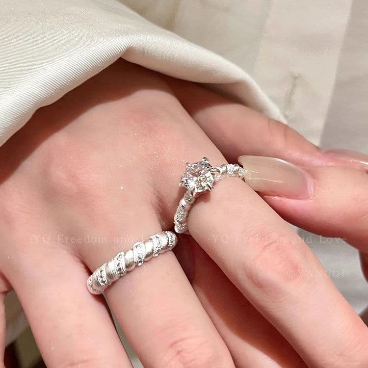 Chinese Style Brushed Open Ring – Luxury Adjustable Couple Ring