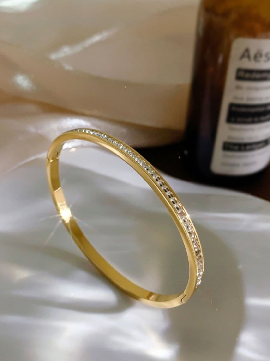 Full Crystal Titanium Steel Bangle Luxury Sparkle Design