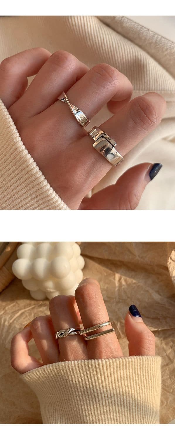 925 Sterling Silver Minimalist Combination Ring – Luxury Index Ring