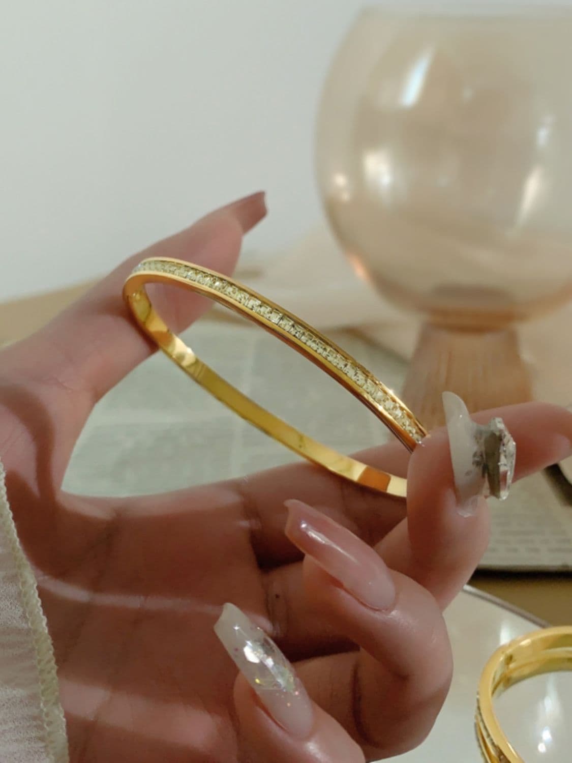 Full Crystal Titanium Steel Bangle Luxury Sparkle Design