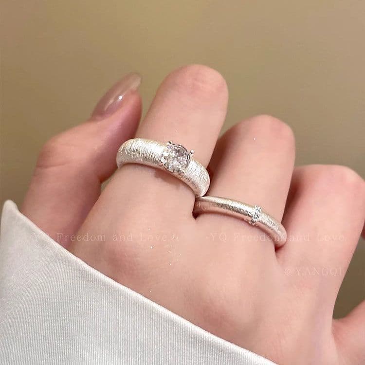 Chinese Style Brushed Open Ring – Luxury Adjustable Couple Ring
