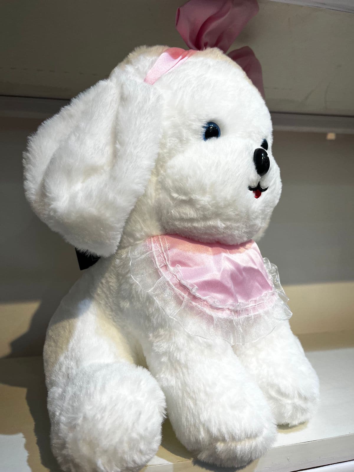 Adorable White Maltese Puppy Plush Toy – Soft Huggable Dog Stuffed Animal with Purple Bow