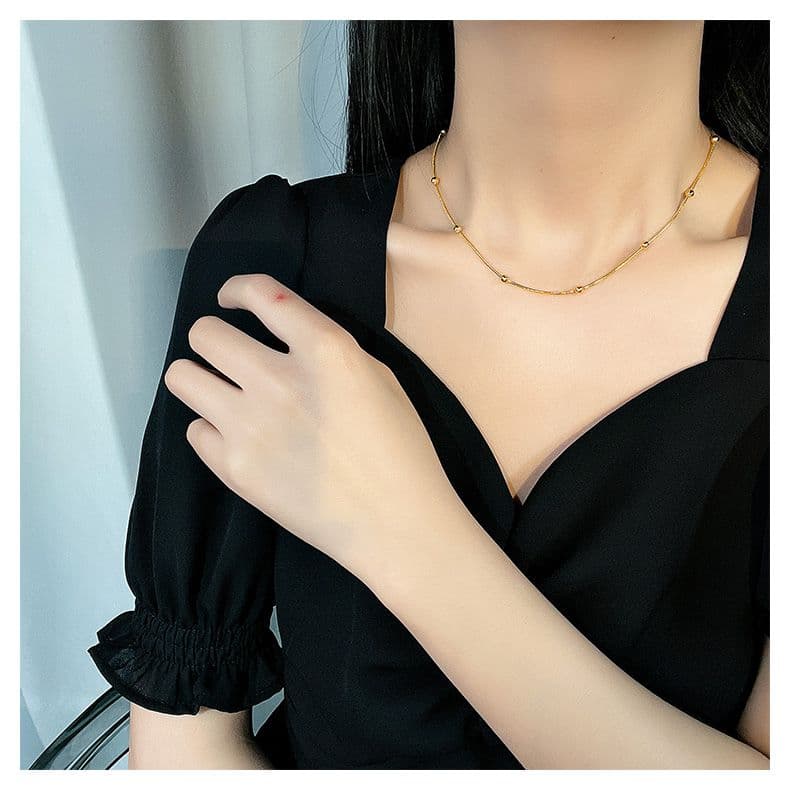 Minimal Titanium Steel Chain Choker Necklace for Women