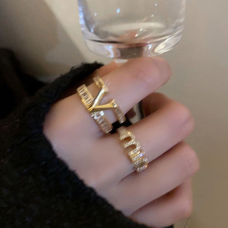 V Shape Zircon Open Ring Minimal Luxury Design