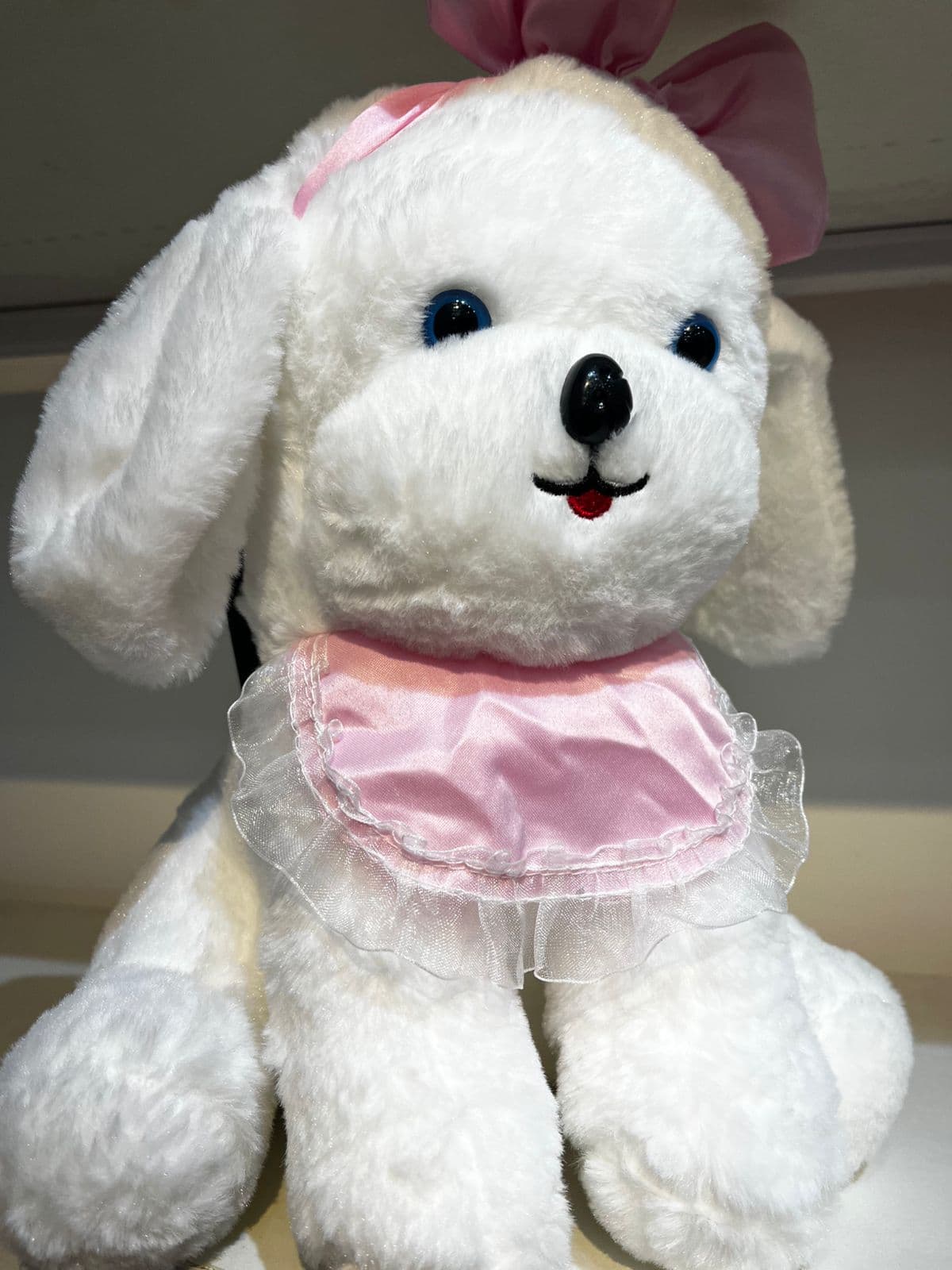 Adorable White Maltese Puppy Plush Toy – Soft Huggable Dog Stuffed Animal with Purple Bow
