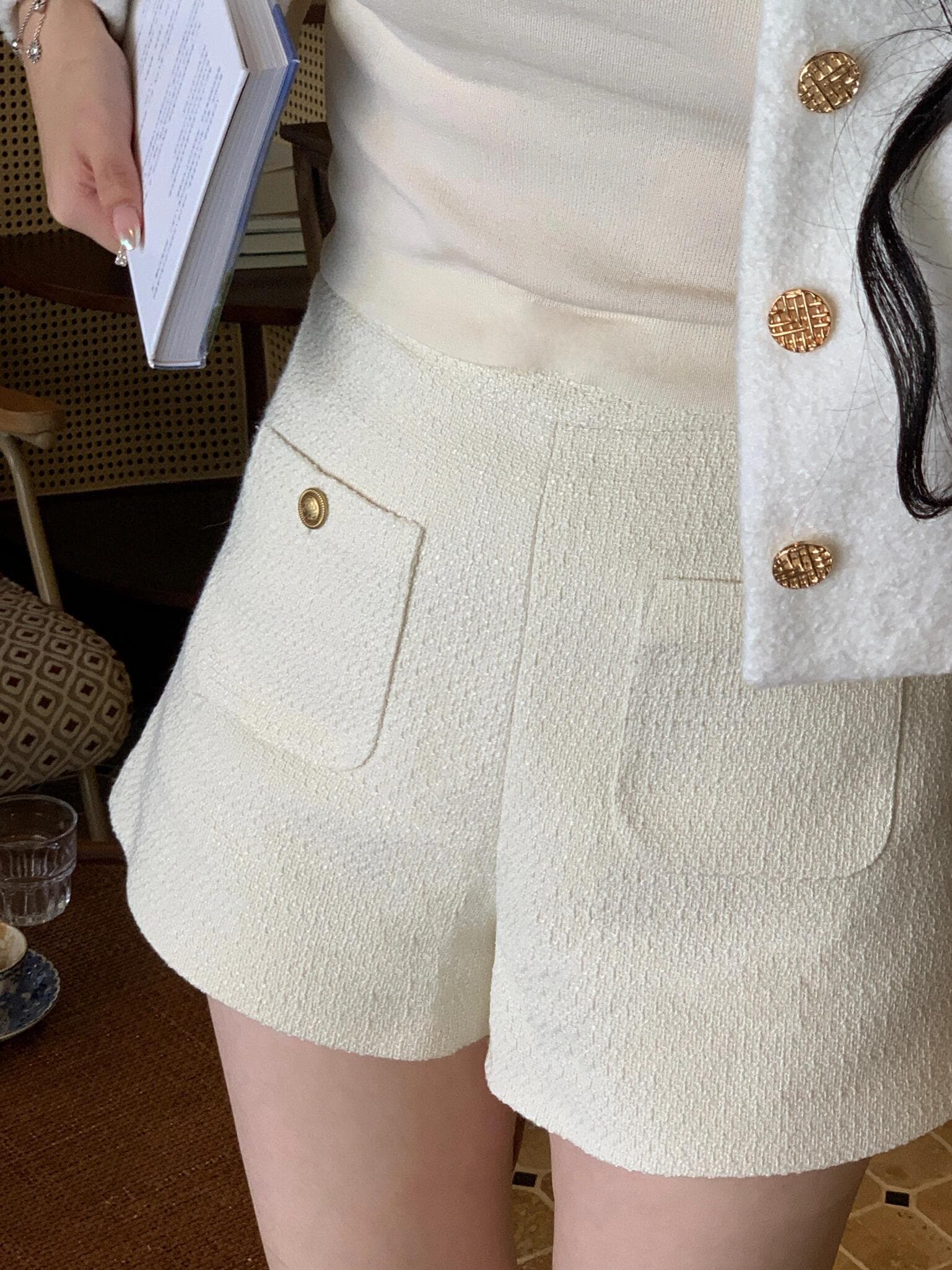 Women’s High-Waist Woolen A-Line Shorts