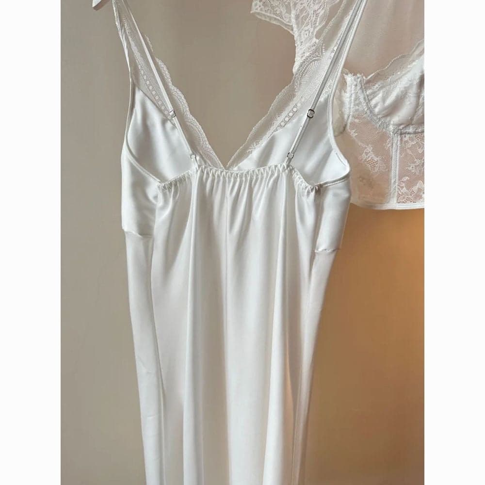 French Lace Silk Nightdress – Sexy Loungewear with Padded Bra
