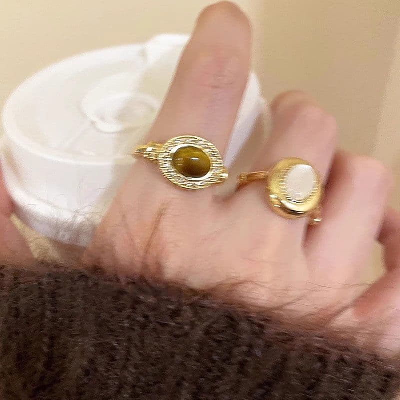 Tiger's Eye Adjustable Ring - Vintage Chinese Style Jewelry