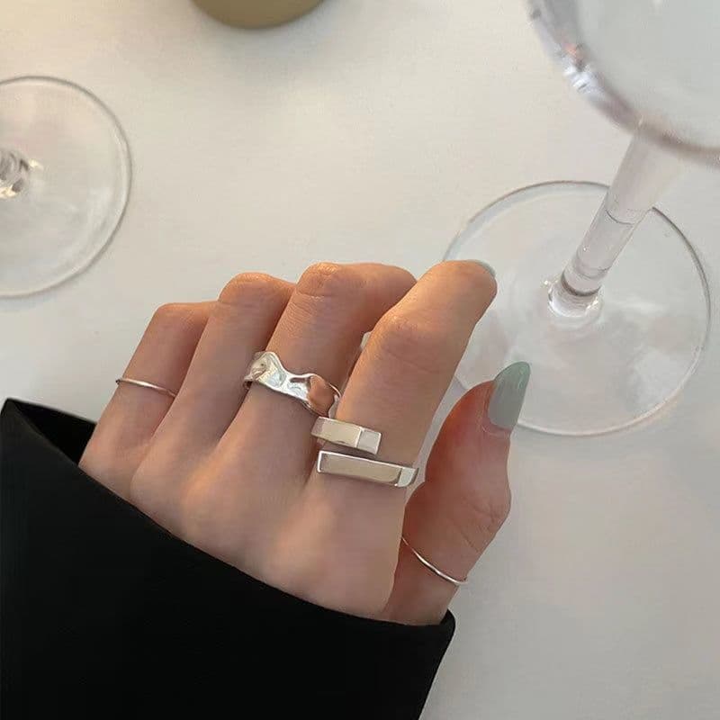 Irregular Vintage Block Ring – Distressed Minimalist INS Style Statement Ring