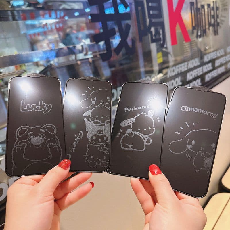Cute Hello Kitty Tempered Glass Screen Protector – Anti-Fingerprint Cartoon Design