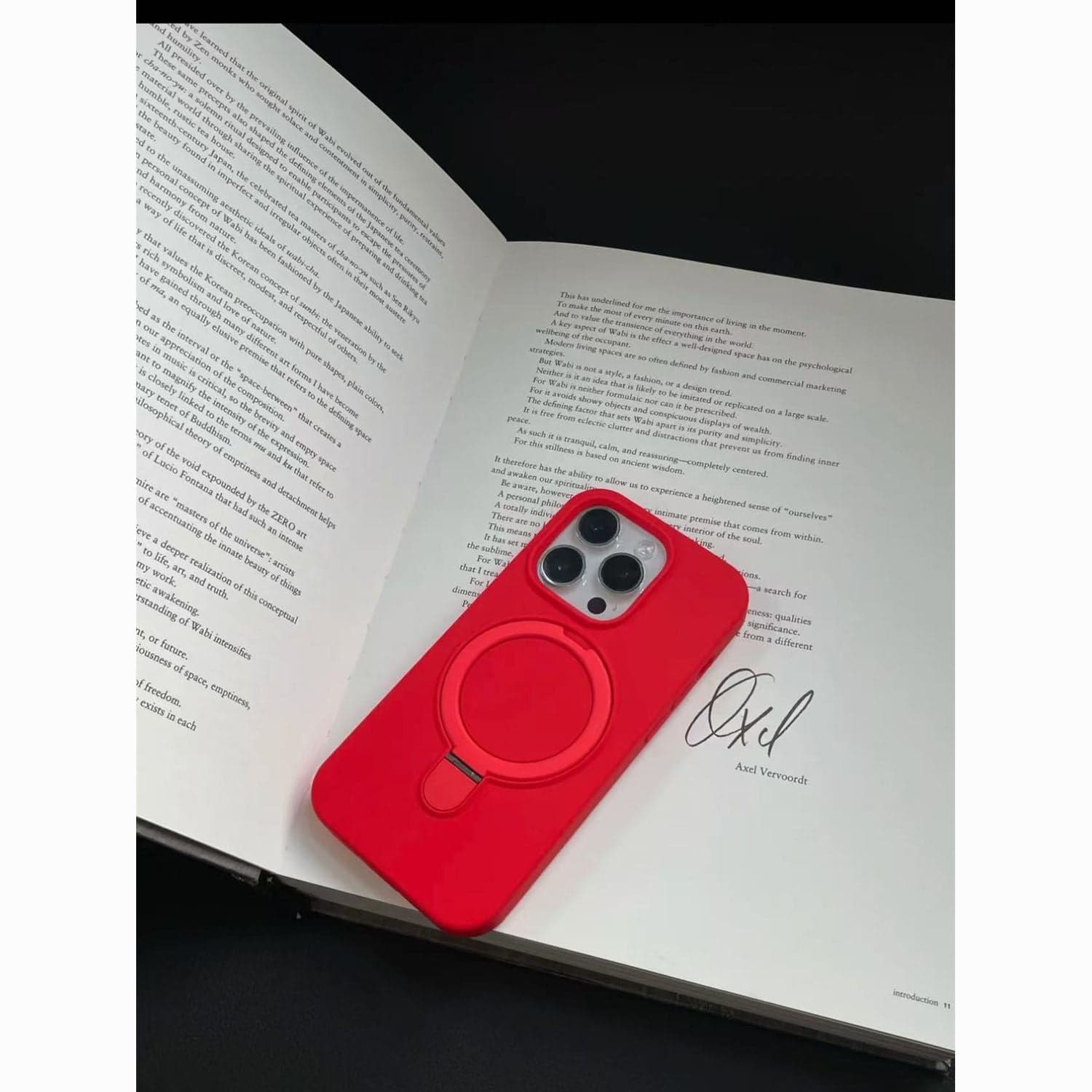 Minimalist Red Liquid Silicone Phone Case with Stand – Full Protection Shockproof Cover