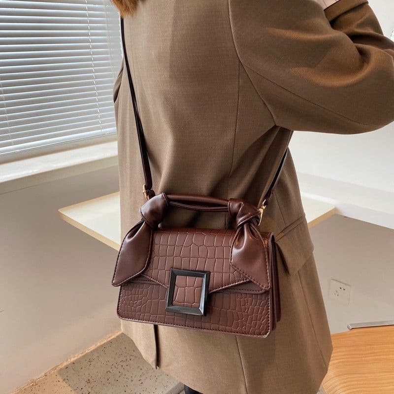 Stone Texture Top-Handle Crossbody Bag for Women