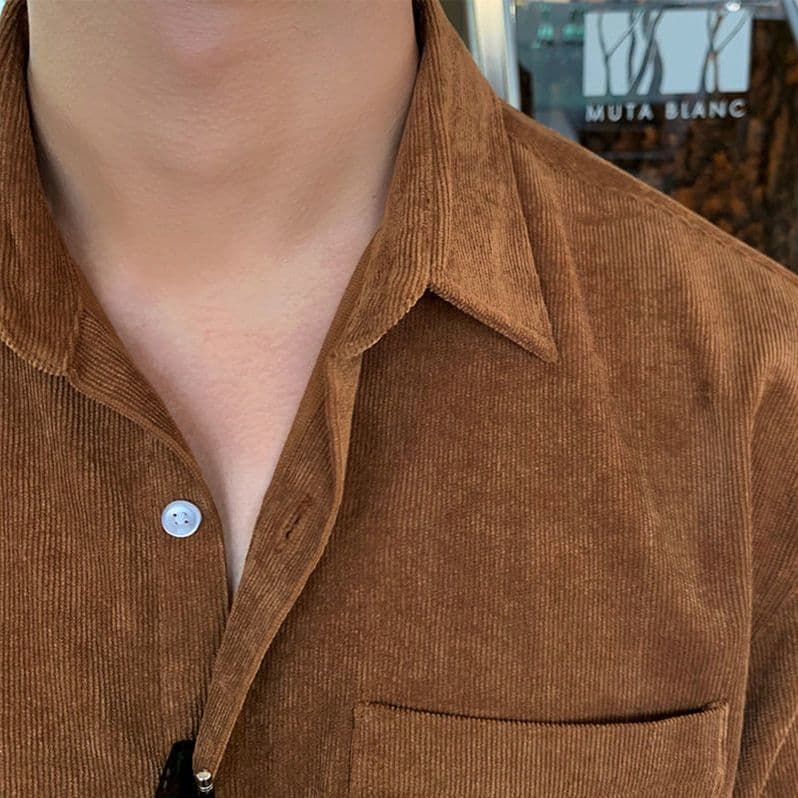Men’s Corduroy Long Sleeve Oversized Casual Shirt Jacket