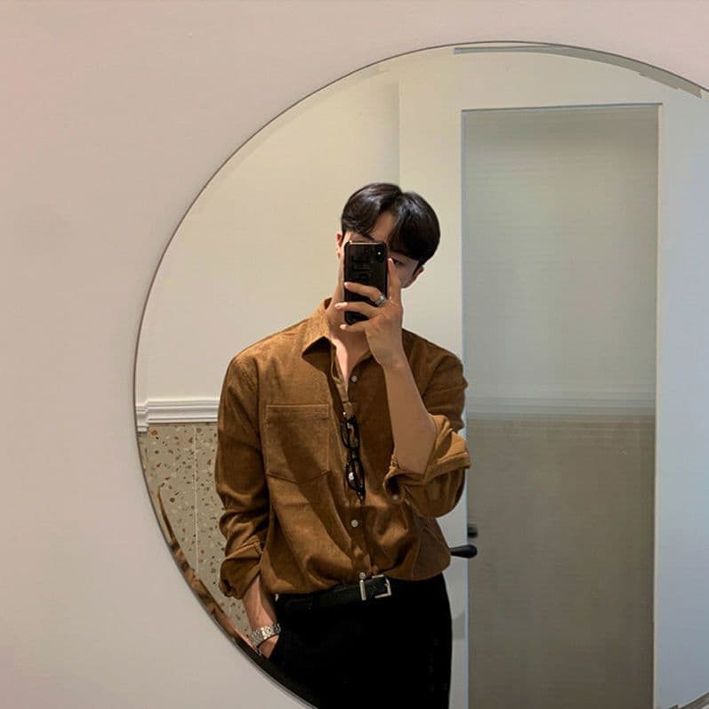 Men’s Corduroy Long Sleeve Oversized Casual Shirt Jacket