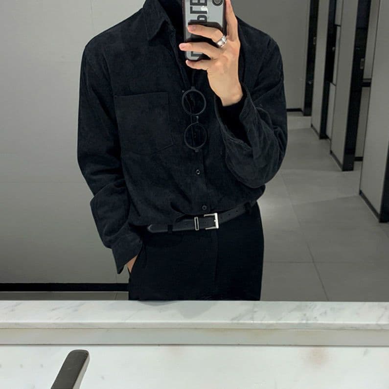 Men’s Corduroy Long Sleeve Oversized Casual Shirt Jacket