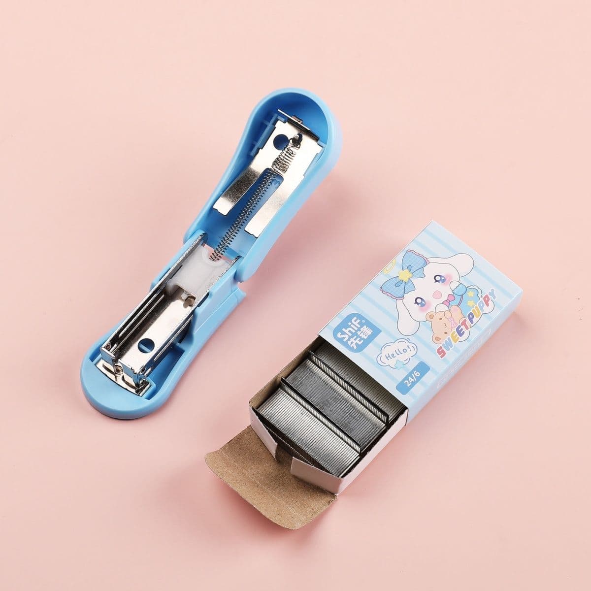10pcs Mini Cartoon Stapler Set Portable Small Staplers