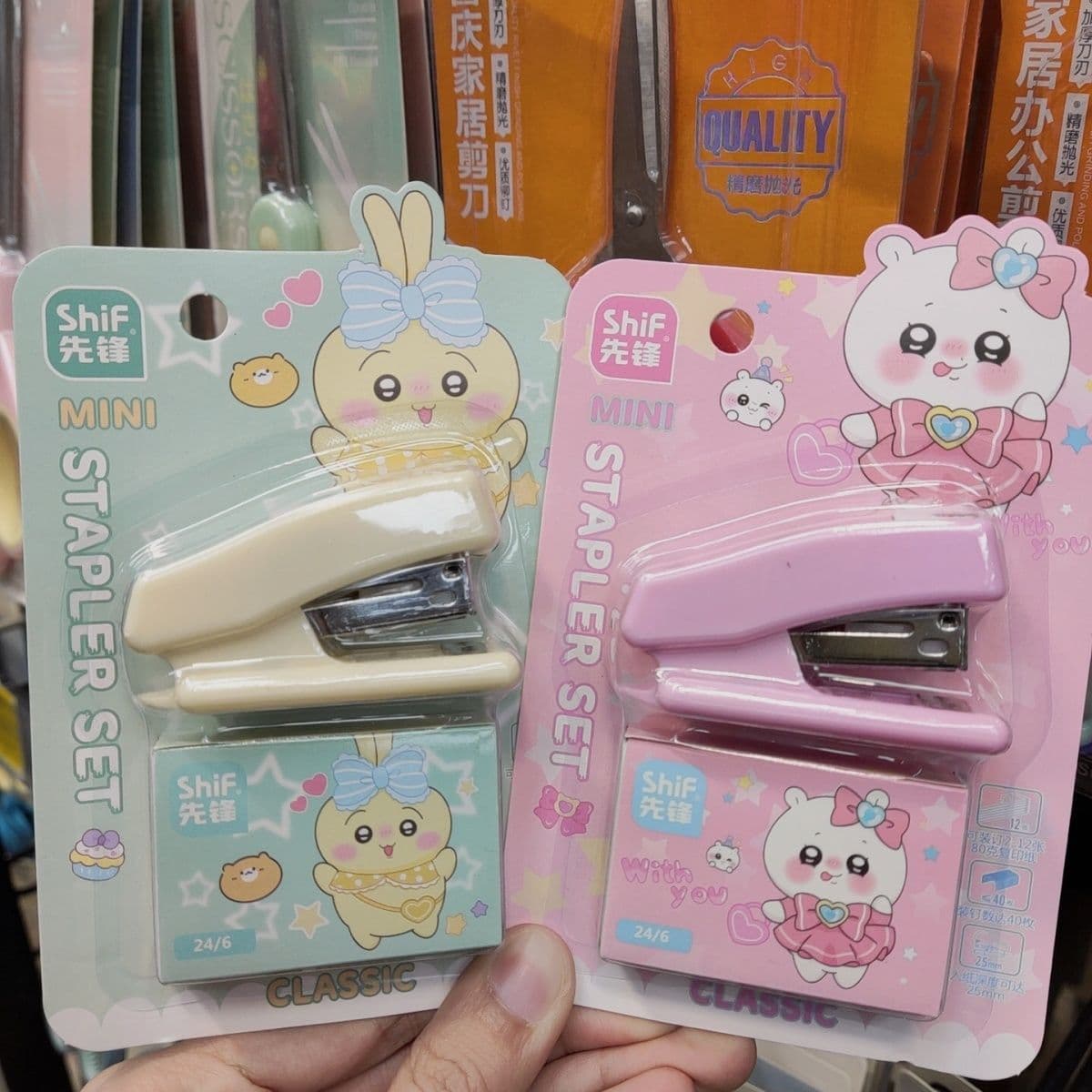 10pcs Mini Cartoon Stapler Set Portable Small Staplers