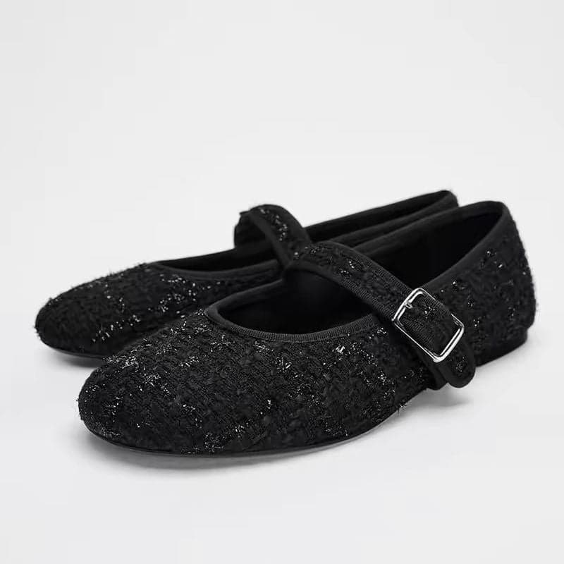 Round Toe Buckle Strap Ballet Flats Women Mary Jane Shoes