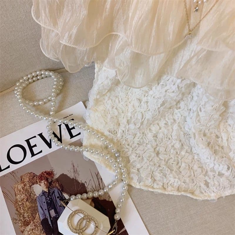 Sweet & Spicy French Off-Shoulder Lace Ruffle Top