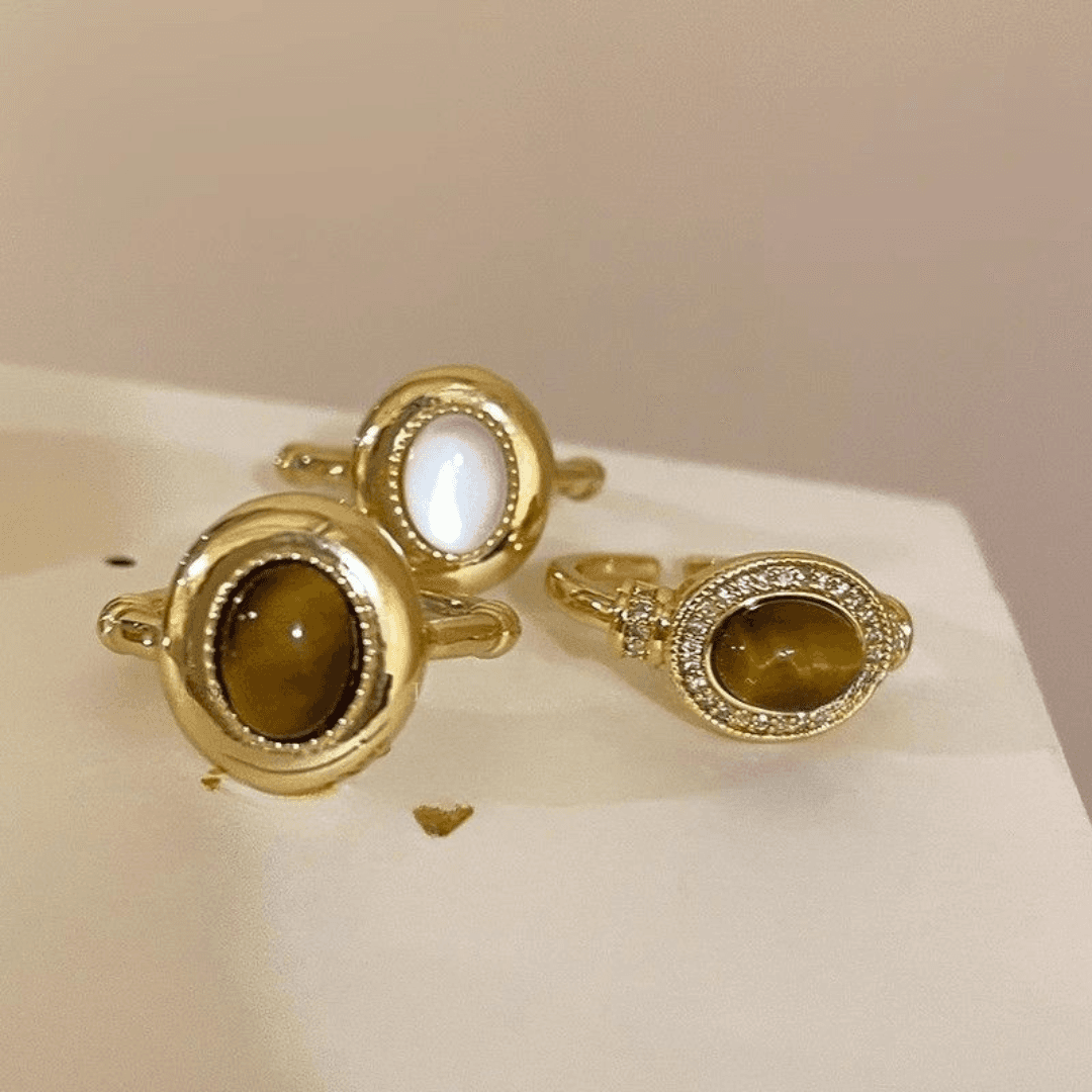 Tiger's Eye Adjustable Ring - Vintage Chinese Style Jewelry