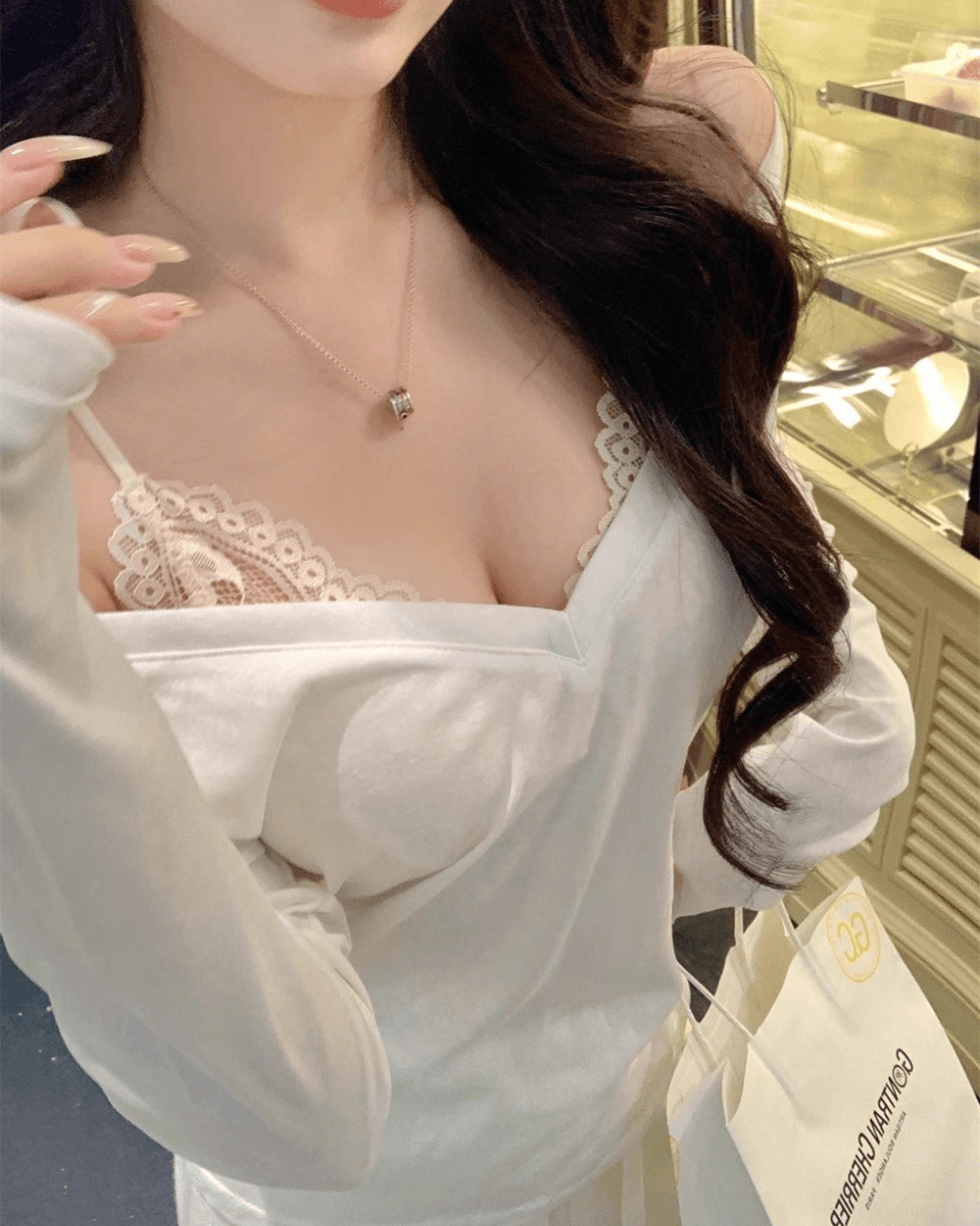 French Lace Padded Camisole Crop Top for Women