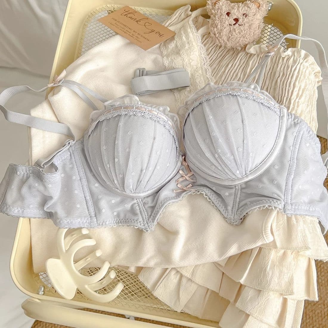 Lucky Red Lace Push-Up Bridal Lingerie Set – Small Bust Support Bra and Panty